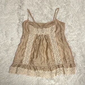 BCBGMaxAzria Tan Babydoll with Cream Lace